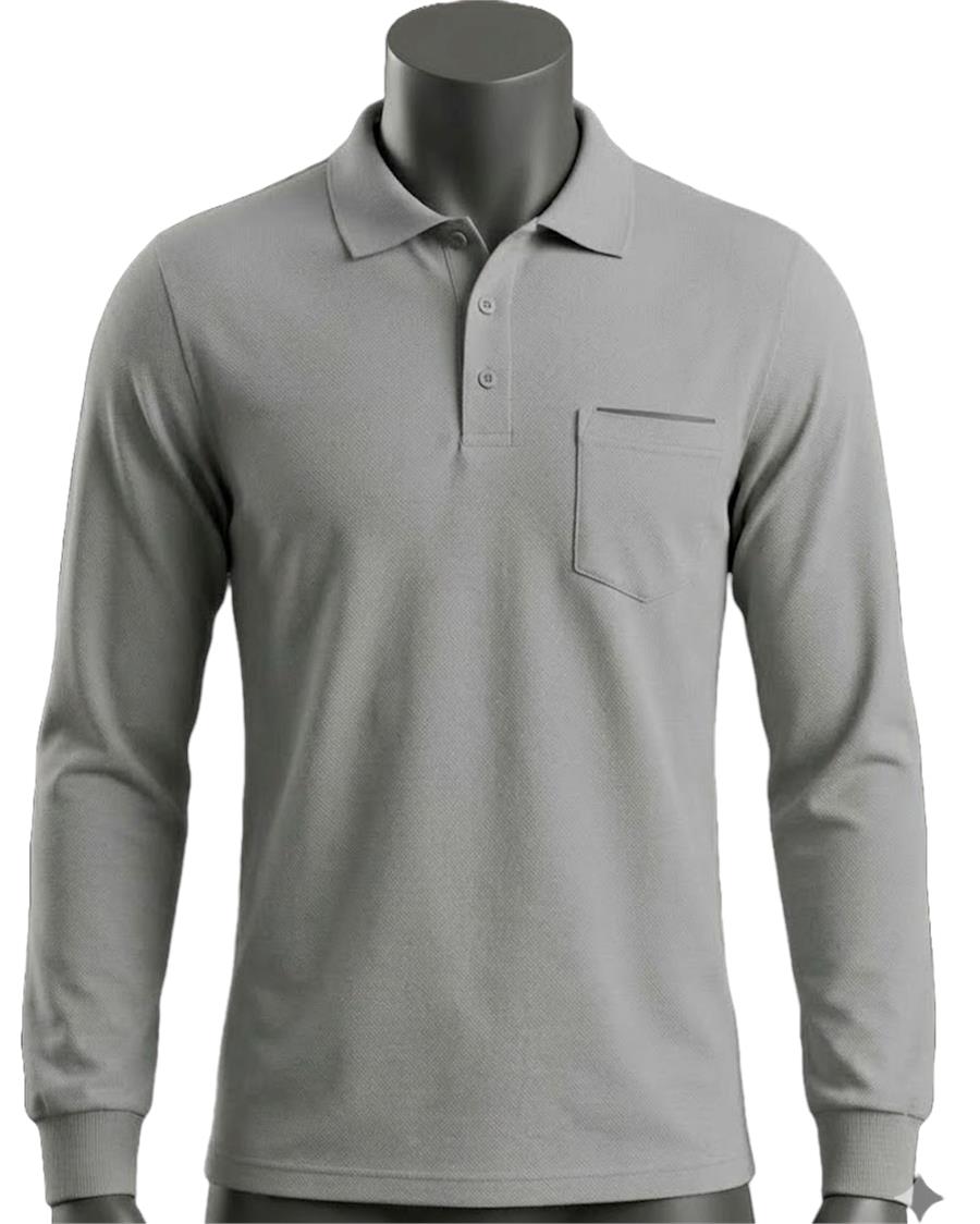 Kışlık Yakalı Sivit Gri %100 Pamuklu  Sol Göğüs Cepli